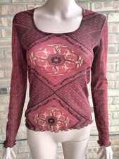 Marc Aurel Multicolor Sheer Mesh Sleeve Layered Blouse Shirt Top Women's 36 EUC picture
