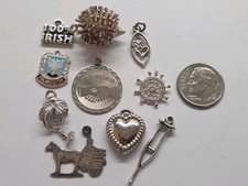 Sterling Silver ~ Lot Of 10 ~ ALL 10 ARE CHARMS ~  15.5 + Grams ~ VINTAGE picture