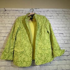 Dialogue Floral Jacket & Shirt set  Women's Size S Green Button Front  Lined picture