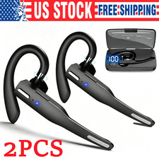2pcs Trucker Wireless Bluetooth 5.1 Earpiece Headset Mic Earbud Noise Cancelling picture