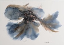 Large  Abstract Mixed Media Ink & Metallic Pigment on paper  picture