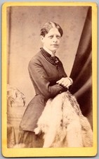 CDV Circa 1880s E.T. Gibbs Lady In Dress Fur Stole Stroud UK picture