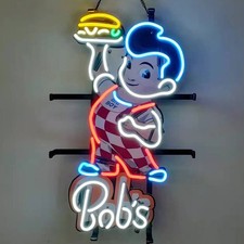 Big Boy Bob's Burger Open Neon Sign 19