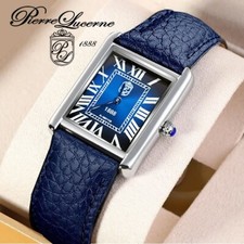 Sapphire Sunburst Dial 1888 Pierre Lucerne Swiss Inspired Mens Tank Watch picture