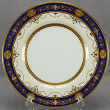 Minton K228 Raised Beaded Gold Neoclassical Scrollwork Cobalt 10 5/8 Plate F picture