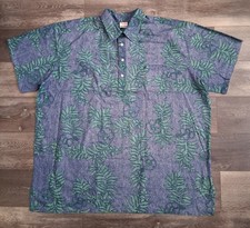 VTG Barefoot In Paradise Reverse Print Floral Hawaiian Shirt Blue Size 3XL Tall picture