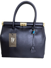 ITALIAN LOCK & KEY PEBBLED GRAIN LEATHER BAG HANDBAG SATCHEL - MADE IN ITALY picture