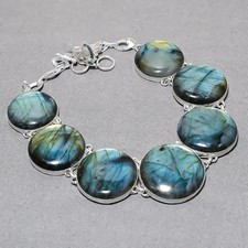 Blue Fire Labradorite Round Shape Gemstone Jewelry Handmade Necklace 18