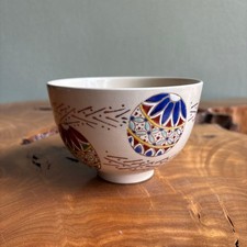 Japanese Multicolor Ninsei Style Matcha Tea Bowl Chawan 4.7in Handmade picture