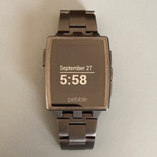 Pebble Steel 401B Smartwatch Black Stainless Steel w Kreisler Watchband/NO BOX picture