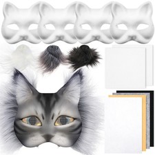 DIY Therian Mask Kit Blank Cat with Felt Fabric Sheet Plush Dark Color picture