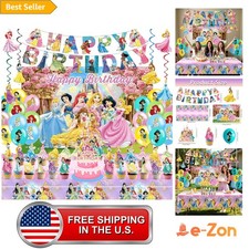49PCS Princess Party Supplies, Birthday Decorations Set Include Banner, Ballo... picture
