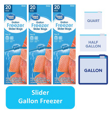 (3 Pack)Great Value Freezer Guard Slider Zipper Freezer Bags, 1 Gallon, 20 Count picture