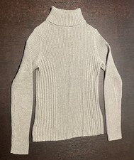 Sonoma Women's Gray Cotton Ribbed Knit Crew Neck Pullover Sweater Size S picture
