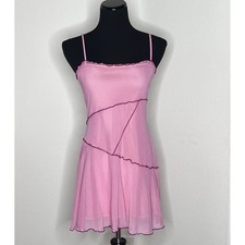 Urban Outfitters UO Moxie Mesh Mini Slip Dress Pink Small picture