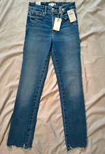 Good American Good Legs Straight Mid Rise Blue Wash Stretch Jeans 25 picture