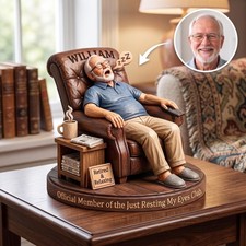Personalized Funny Relaxing Man Wooden Block, Custom Photo Retirement Sign picture