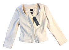 Banana Republic Monogram Sz 0 Wool Blend Crop Jacket Cream Office Romantic $150 picture