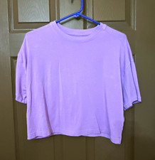Offline by Aerie Purple Solid Crew Neck Cropped Short Sleeve T-Shirt Womens XS picture