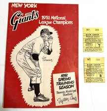 Vtg 1952 New York Giants Exhibition Game Program 2 Game Tickets Vs Chicago Cubs  picture