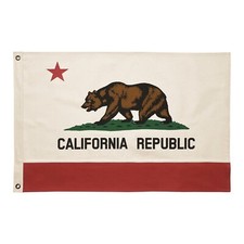 100% Cotton California Republic State Flag Canvas Bear Vintage Style Made in USA picture