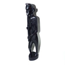Vintage Makonde Ebony Flute Player Figurine Tanzania/Mozambique 13.4 inches picture