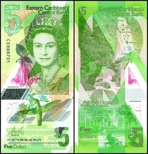 East Caribbean States 5 Dollars, 2021 ND, P-56, UNC, Polymer picture