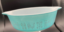 Vintage PYREX Turquoise Blue Amish Butterprint #471 Casserole Dish 1 Pint No Lid picture