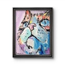 Original Abstract Painting Cat Canvas Neo Expressionist Fine Art Decor 11x14 picture
