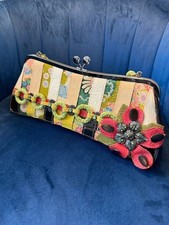 Rare Vintage Mary Frances Beaded Patchwork Floral Clutch Bag Excellent Condition picture