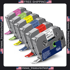 Brother Tze 12mm Label Tape Pack of 6 Laminated Multi-Color Compatible picture