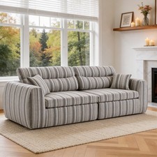 Woven Chenille Striped Compression Sofa,Straight Row Compact Couch w/High-Densit picture