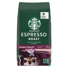 Starbucks Espresso Roast, Whole Coffee Beans,Dark Roast Hot or Iced Coffee,12 OZ picture