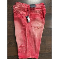 Men’s Akoo Distressed Sunrise, Strawberry Vanilla Size 36 Jean Shorts picture