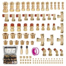 Ailbiuko 109Pcs Brass DOT Air Brake Line Compression Fittings 109 PCS, picture