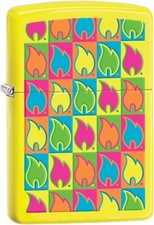Zippo Boxed Flames Neon Yellow 28954 picture