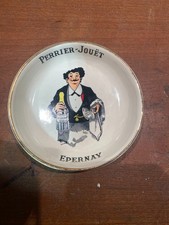 Vintage PERRIER-JOUET Ceramic Dish Champagne Waiter Gold Trim Epernay  LOT OF 4 picture