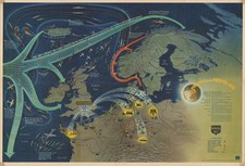 1944 Very Large (58.5 x 38.75 in) NavWar Map No. 3 World War II European Theater picture