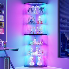 6-Tier Corner Display Cabinet with Glass Doors & RGB Light for Collectibles picture