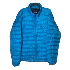 Marmot Zeus 700 Fill Down Puffer Jacket Lightweight Water Resistent Blue Men XL picture