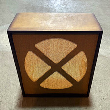Vintage Wood Speaker Cabinet X Pattern Grille Cloth Approx 15 in H picture