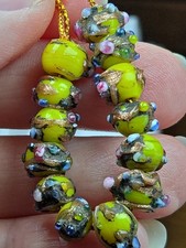 Ultra Rare Fancy Floral Bumpy Antique Venetian Glass Trade Bead African BEADS  picture