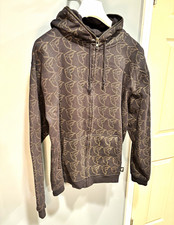 Vintage Famous Stars & Straps Men's All Over Black Full Face Zip Hoodie, Medium picture