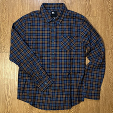 RSQ Collective Men's Downtown Flannel Shirt NWT Blue Brown Plaid Size L Tillys picture