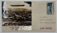 1934 Selby CA to Los Angeles USS Macon Airship Photo Cachet Air Mail 6c GB132 picture