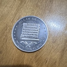 Bill of Rights Dec 15, 1791 & George Washington Two-Sided Collector Medal picture