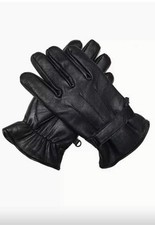 Men leather gloves Black Fine quality leather fleece lined picture
