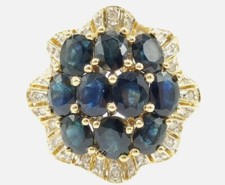Vintage Genuine 5.32CT Sapphire / 0.14ct Diamond Ring 18k Yellow Gold - 6 1/4 picture
