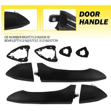 2X Exterior Door Handle Black Rear Left & Right w/Cover For BMW X5 2000-2006 picture