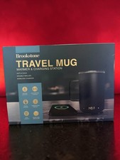 Brookstone Smart Heated Travel Coffee Mug & Phone Charger Black, 11oz picture
